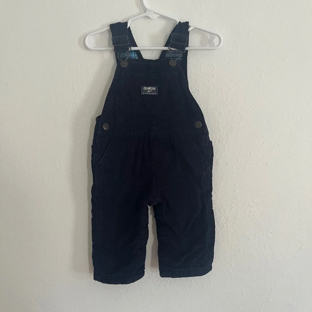 OshKosh B'gosh VestPak Navy Blue Corduroy Overalls Kids 6-9 Months